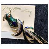 JC Penney Pure Allure Enamel Peacock Brooch NWT