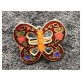 Red Enamel Butterfly Cloisonnï¿½ Brooch
