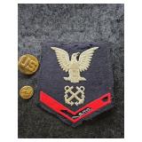 WWII Navy Petty Officer Patch + US Army Pins