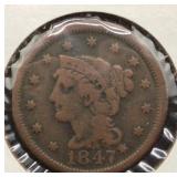 1847 Braided Hair Large Cent ï¿½ Early U.S. Copper