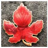 Vintage Red Enamel Maple Leaf Brooch