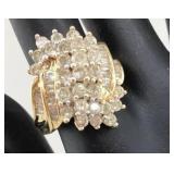 1.5 CT Diamond Cluster Ring in 10K Yellow Gold