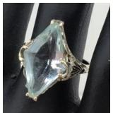 18 K White Gold Ring Sz 9.5,12.9g
