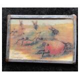 Vintage Easter Bunny Race Brooch Pin Art Scene