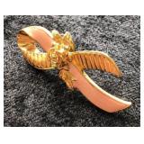 Avon Pink Ribbon Brooch with Gold Rose Accent