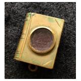 Antique Miniature Brass Bible Locket w/ Lens