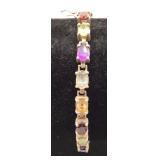 Sterling Silver Multi-Gemstone Tennis Bracelet