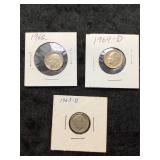 Lot of 3 Silver Roosevelt Dimes ï¿½ 1962ï¿½1964-D