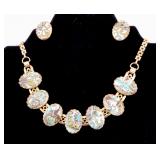 Retro Enamel Abstract Necklace & Clip Earring Set