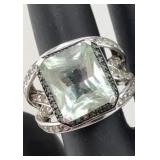 Sterling Aqua Gemstone Statement Ring Sz 6