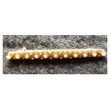 Gold-Tone Bar Brooch w/Faux Pearls and Rhinestones