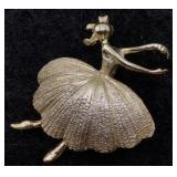 Vintage Ballerina Brooch with Textured Skirt