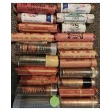 21 Rolls Wheat, Buffalo, IH Coins Unsearched