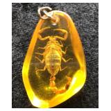 Real Scorpion Resin Pendant ï¿½ Amber Color