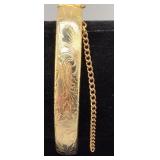Gold-Filled Floral Etched Vintage Bangle Bracelet