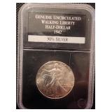 1942 Walking Liberty Half Dollar ï¿½ 90% Silver Unci