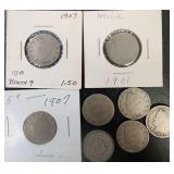 8 Liberty Head V Nickels Lot 1900ï¿½1911