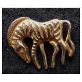 Vintage Gold Tone Abstract Zebra Brooch