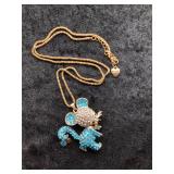 Betsey Johnson Blue Mouse Pendant Necklace