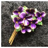 Vintage Coro Purple Violet Floral Brooch