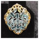 Sterling Silver Blue Topaz Cluster Cocktail Ring