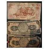 3 Somalia & Mexico Vintage Banknotes