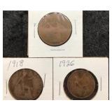 Lot of 3 British Coins: 1918ï¿½1926 King George
