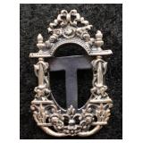 Gothic Revival Cross Brooch in Ornate Frame