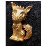 Vintage Gold-Tone Fox Brooch