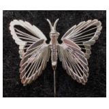 Monet Filigree Silver-Tone Butterfly Brooch Pin