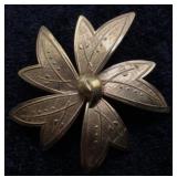 Mid-Century Layered Gold Floral Brooch