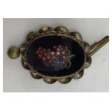 Vintage Hand-Painted Glass Grape Brooch