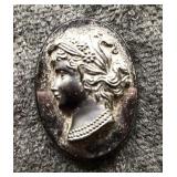 Antique Black Cameo Womanï¿½s Profile Brooch
