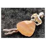 Vintage Abalone & Agate Lady Brooch