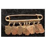 Vintage Birth Charm Brooch w/ Silhouette Faces