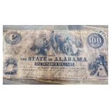 1860s Confederate Alabama $100 Note Currency
