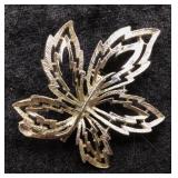 Gold-Tone Cutout Leaf Brooch
