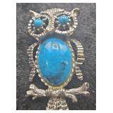 Vintage JJ Turquoise Owl Brooch