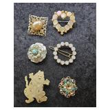 Vintage Costume Brooch Lot (6 pcs)