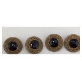 Antique Brass Buttons w/ Black Glass Centers