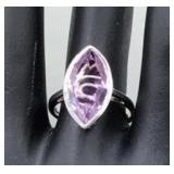 Sterling Silver Marquise Amethyst Ring 925