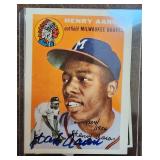 Signed Hank Aaron 1991 RC Reprint Card COA Golden