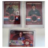3 Autographed American Heroes Cards