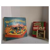 Vintage Merry-Go-Round Game & Puzzle Lot