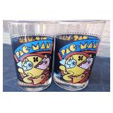 Two VTG Pac Man Glass Cups