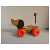 Vintage Fisher Price Wooden Pull Toy Dog