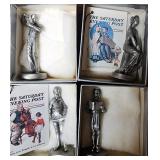 4 VTG NIB Norman Rockwell Pewter Figures W COA