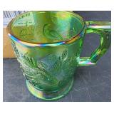 Set Of 4 VTG Carnival Glass Mugs & 3 Face covers