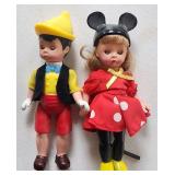 Vintage Disney Minnie Mouse & Pinocchio Dolls