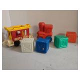 Vtg Fisher-Price Circus Train Car & Squeeze Toy